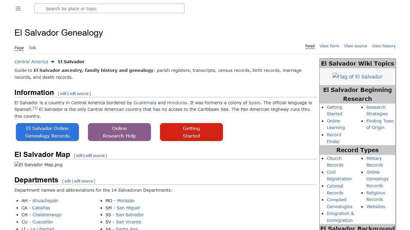 El Salvador Genealogy • FamilySearch